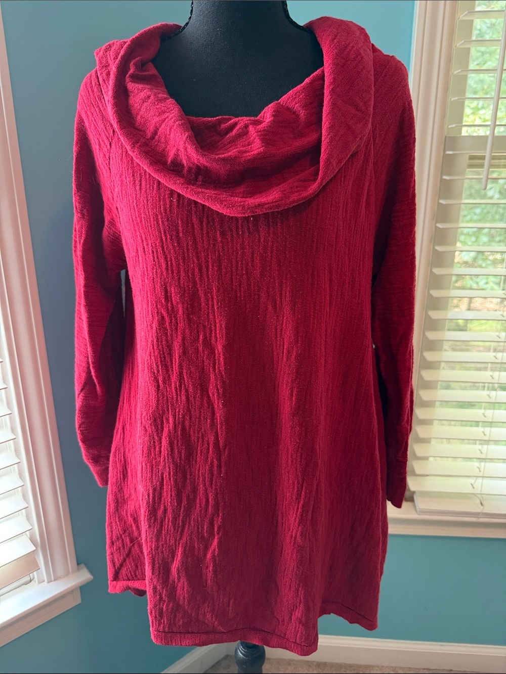 Knox Rose Deep Red Cowl Neck Tunic Sweater